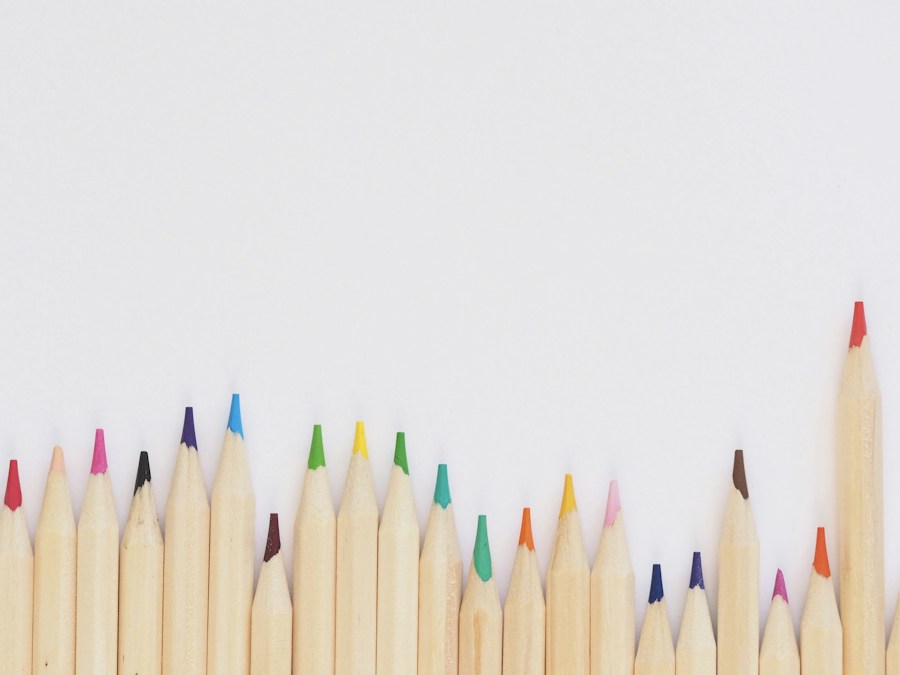 Natural wood colouring pencils with a range of colourful tips