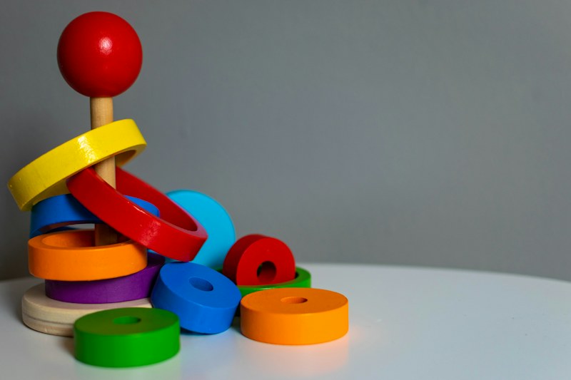 Colourful wooden ring sorter